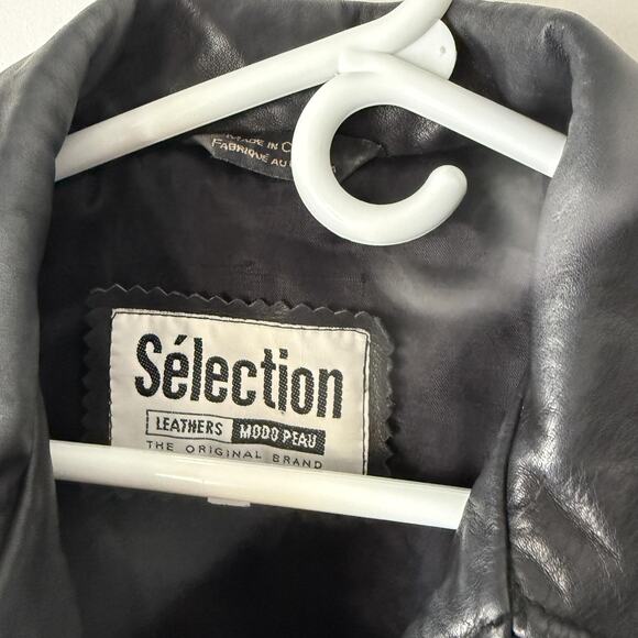 Selection Leathers Jacket Womens Large Genuine Leather Zip Pockets Buckle Moto - Picture 5 of 11